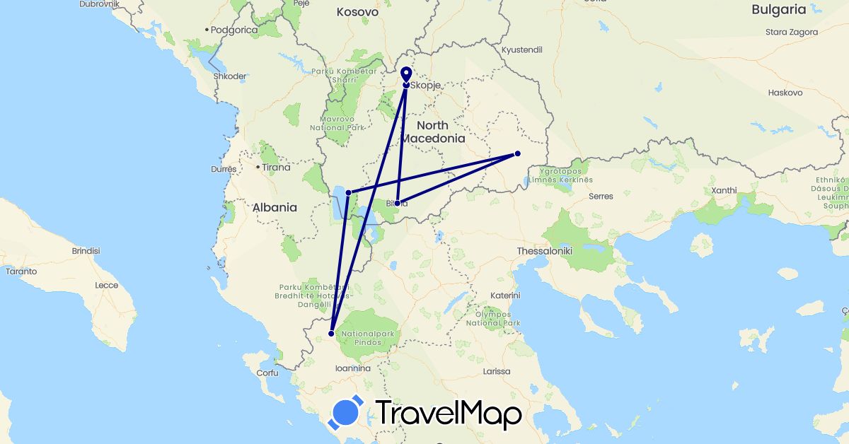 TravelMap itinerary: driving in Greece, Macedonia (Europe)